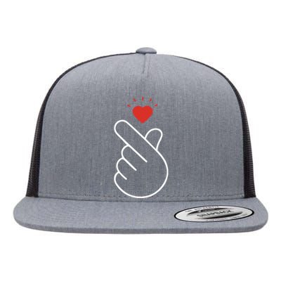 Korean Finger Love Symbol Flat Bill Trucker Hat