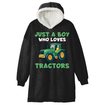 Kids Farm Lifestyle Just A Boy Who Loves Tractors Hooded Wearable Blanket