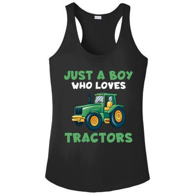 Kids Farm Lifestyle Just A Boy Who Loves Tractors Ladies PosiCharge Competitor Racerback Tank