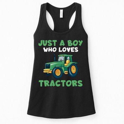 Kids Farm Lifestyle Just A Boy Who Loves Tractors Womens Tank Top