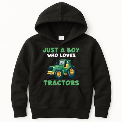 Kids Farm Lifestyle Just A Boy Who Loves Tractors Kids Hoodie