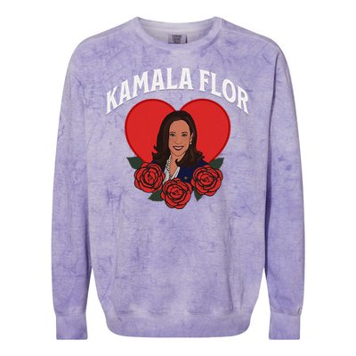 Kamala Flor Latinas Con Harris Democrats Support Kamala Colorblast Crewneck Sweatshirt