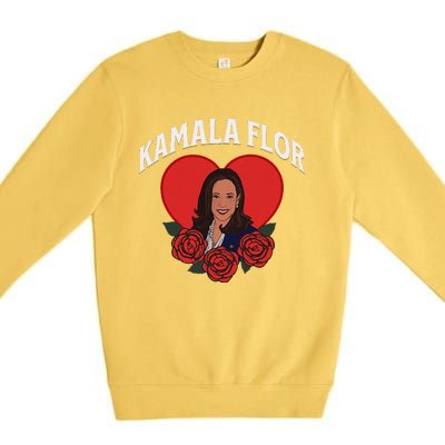 Kamala Flor Latinas Con Harris Democrats Support Kamala Premium Crewneck Sweatshirt