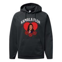 Kamala Flor Latinas Con Harris Democrats Support Kamala Performance Fleece Hoodie