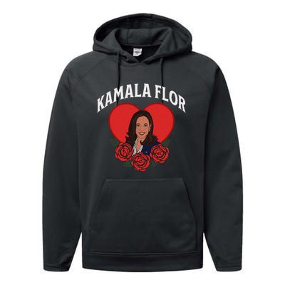 Kamala Flor Latinas Con Harris Democrats Support Kamala Performance Fleece Hoodie