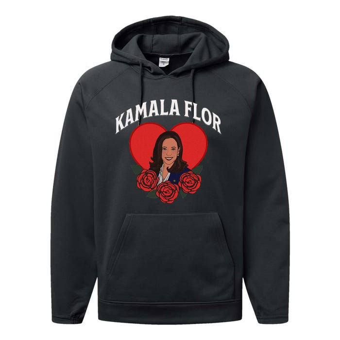 Kamala Flor Latinas Con Harris Democrats Support Kamala Performance Fleece Hoodie