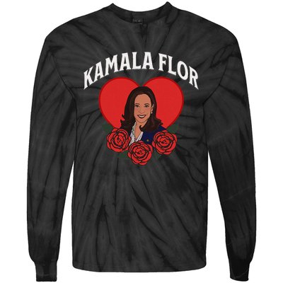 Kamala Flor Latinas Con Harris Democrats Support Kamala Tie-Dye Long Sleeve Shirt