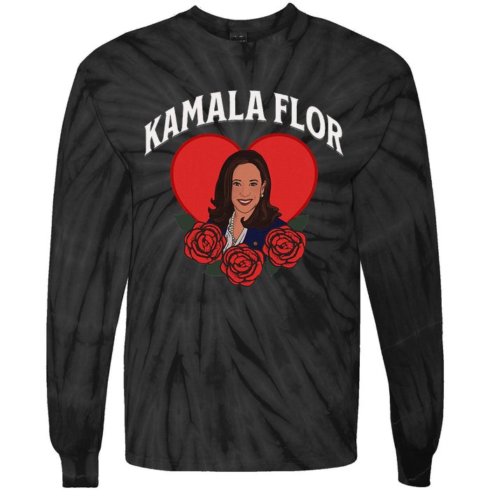 Kamala Flor Latinas Con Harris Democrats Support Kamala Tie-Dye Long Sleeve Shirt