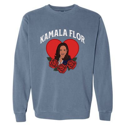 Kamala Flor Latinas Con Harris Democrats Support Kamala Garment-Dyed Sweatshirt