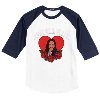 Kamala Flor Latinas Con Harris Democrats Support Kamala Baseball Sleeve Shirt