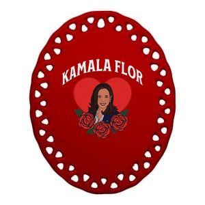 Kamala Flor Latinas Con Harris Democrats Support Kamala Ceramic Oval Ornament