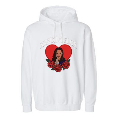 Kamala Flor Latinas Con Harris Democrats Support Kamala Garment-Dyed Fleece Hoodie