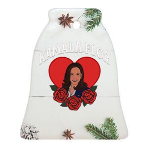 Kamala Flor Latinas Con Harris Democrats Support Kamala Ceramic Bell Ornament