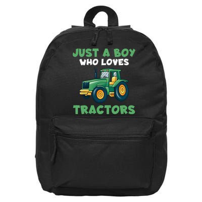 Kids Farm Lifestyle Just A Boy Who Loves Tractors 16 in Basic Backpack