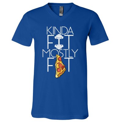 Kinda Fit Mostly Fat Fitness Workout Kinda Fit Mostly Fat Funny Gift V-Neck T-Shirt