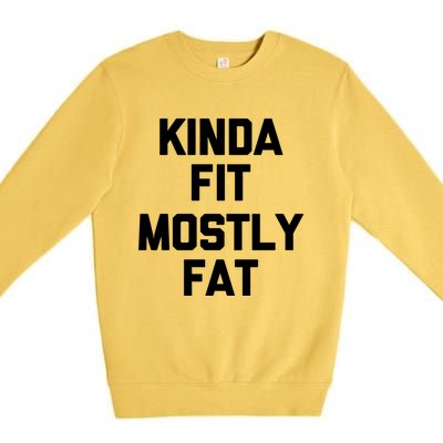 Kinda Fit (Mostly Fat) Funny Gift Funny Workout Fitness Running Gym Gift Premium Crewneck Sweatshirt