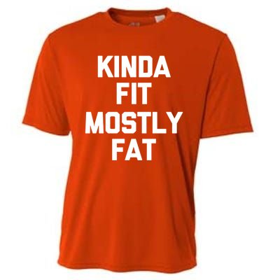 Kinda Fit (Mostly Fat) Funny Gift Funny Workout Fitness Running Gym Gift Cooling Performance Crew T-Shirt