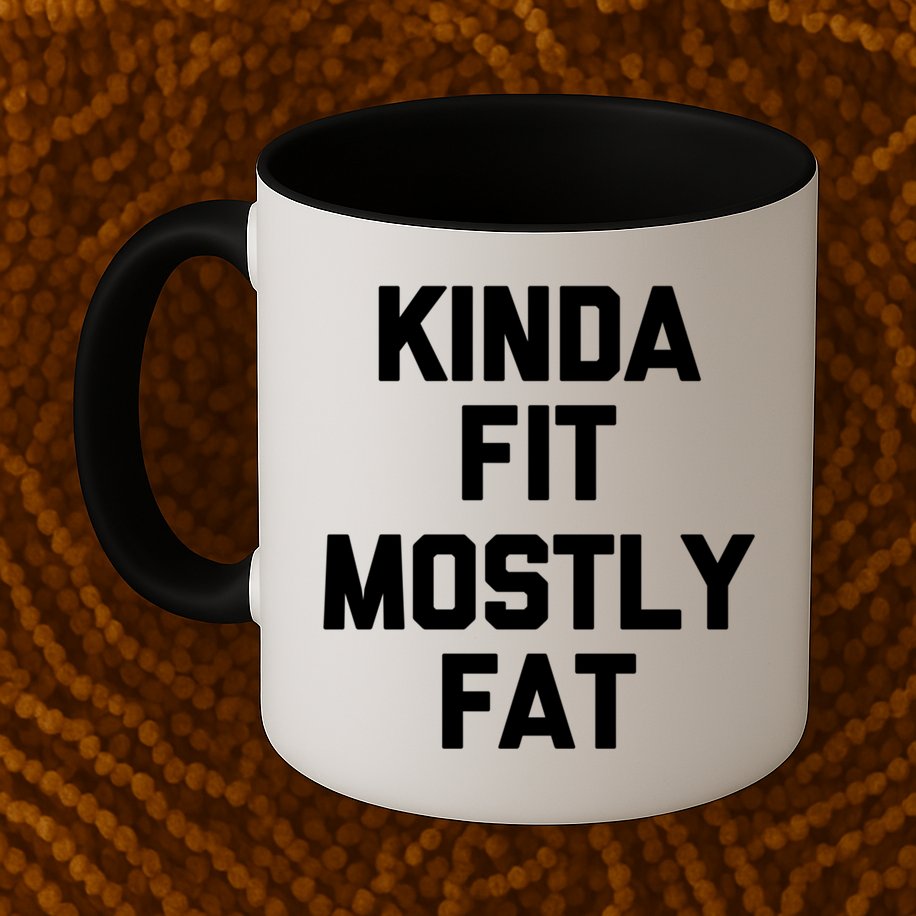 Kinda Fit (Mostly Fat) Funny Gift Funny Workout Fitness Running Gym Gift Mug