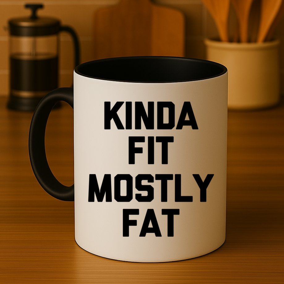 Kinda Fit (Mostly Fat) Funny Gift Funny Workout Fitness Running Gym Gift Mug