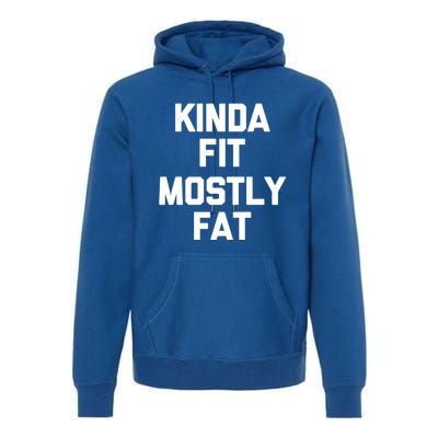 Kinda Fit (Mostly Fat) Funny Gift Funny Workout Fitness Running Gym Gift Premium Hoodie