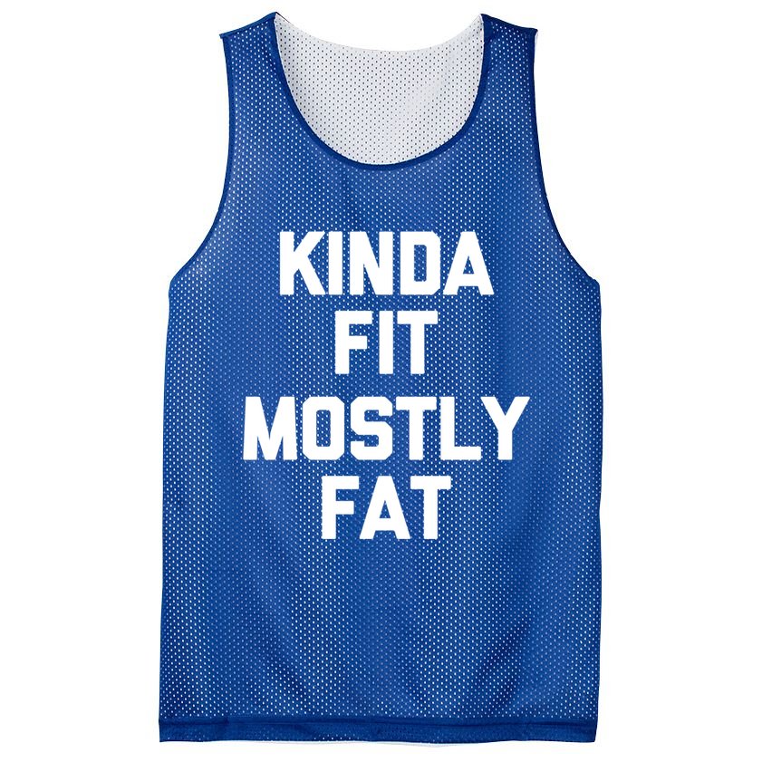 Kinda Fit (Mostly Fat) Funny Gift Funny Workout Fitness Running Gym Gift Mesh Reversible Basketball Jersey Tank