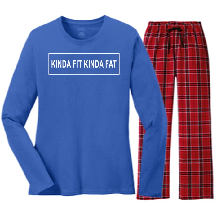 Kinda Fit Mostly Fat Funny Gift Women's Long Sleeve Flannel Pajama Set 