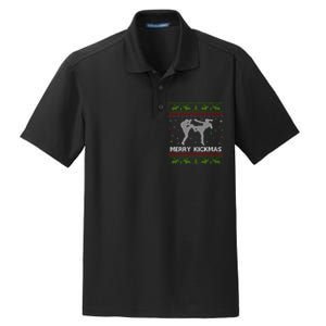 Kickboxer Fighter Merry Kickmas Kickboxing Ugly Christmas Gift Dry Zone Grid Polo