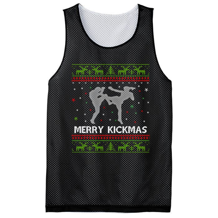 Kickboxer Fighter Merry Kickmas Kickboxing Ugly Christmas Gift Mesh Reversible Basketball Jersey Tank