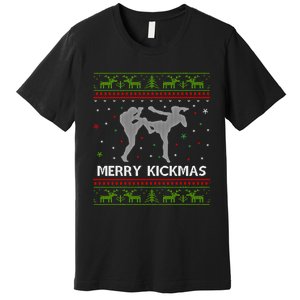 Kickboxer Fighter Merry Kickmas Kickboxing Ugly Christmas Gift Premium T-Shirt