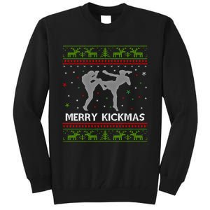 Kickboxer Fighter Merry Kickmas Kickboxing Ugly Christmas Gift Tall Sweatshirt