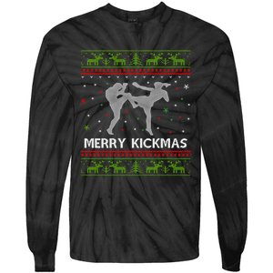 Kickboxer Fighter Merry Kickmas Kickboxing Ugly Christmas Gift Tie-Dye Long Sleeve Shirt