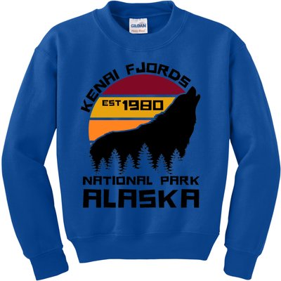 Kenai Fjords National Park Alaska Wolf Nature Outdoors Gift Kids Sweatshirt