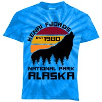 Kenai Fjords National Park Alaska Wolf Nature Outdoors Gift Kids Tie-Dye T-Shirt