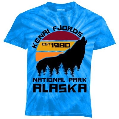 Kenai Fjords National Park Alaska Wolf Nature Outdoors Gift Kids Tie-Dye T-Shirt