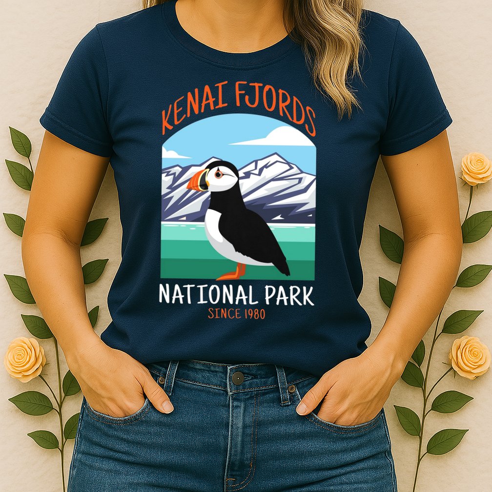 Kenai Fjords National Park Us Puffin Bird Alaska Womens T-Shirt