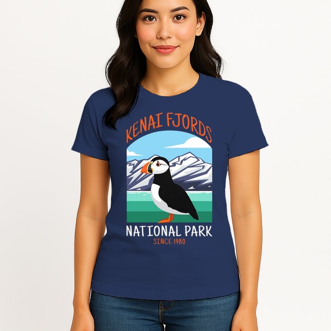 Kenai Fjords National Park Us Puffin Bird Alaska Womens T-Shirt
