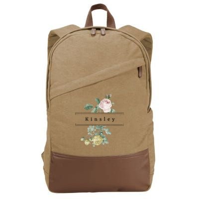 Kinsley First Name Vintage Roses Wedding Shower Kinsley Cool Gift Cotton Canvas Backpack