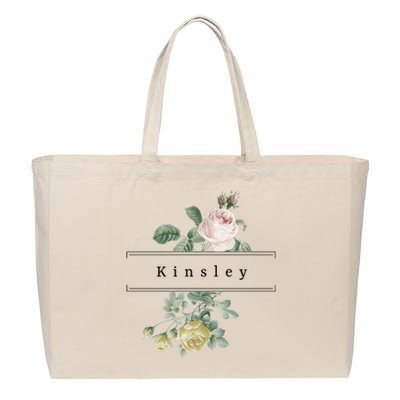 Kinsley First Name Vintage Roses Wedding Shower Kinsley Cool Gift Cotton Canvas Jumbo Tote