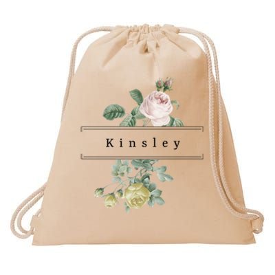 Kinsley First Name Vintage Roses Wedding Shower Kinsley Cool Gift Drawstring Bag