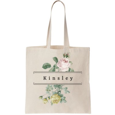 Kinsley First Name Vintage Roses Wedding Shower Kinsley Cool Gift Tote Bag