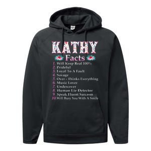 Kathy First Name Kathy Facts Floral Performance Fleece Hoodie