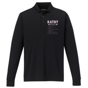 Kathy First Name Kathy Facts Floral Performance Long Sleeve Polo