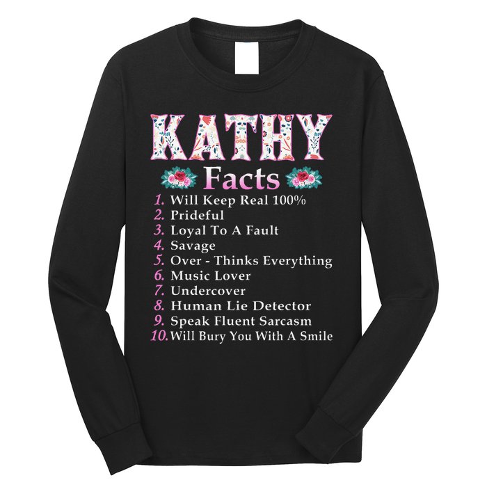 Kathy First Name Kathy Facts Floral Long Sleeve Shirt