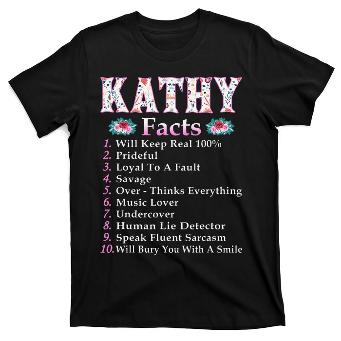 Kathy First Name Kathy Facts Floral T-Shirt