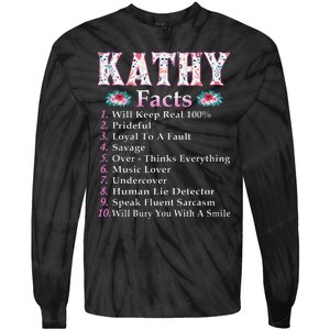 Kathy First Name Kathy Facts Floral Tie-Dye Long Sleeve Shirt