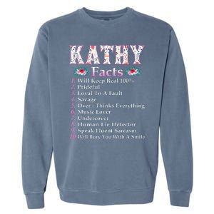 Kathy First Name Kathy Facts Floral Garment-Dyed Sweatshirt