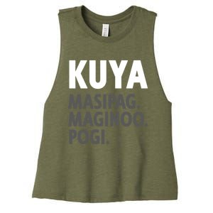 Kuya Filipino Older Brother Or Elder Brother Great Gift Funny Gift Women's Racerback Cropped Tank