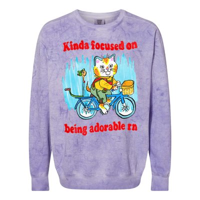 Kinda Focused On Being Adorable Colorblast Crewneck Sweatshirt