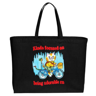 Kinda Focused On Being Adorable Cotton Canvas Jumbo Tote