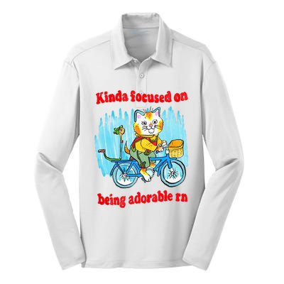 Kinda Focused On Being Adorable Silk Touch Performance Long Sleeve Polo